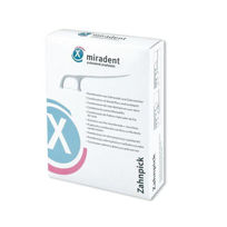 Slika Miradent 2v1 zobna nitka in zobotrebec, 100 kosov