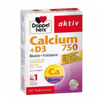Slika DoppelHerz  Aktiv kalcij 750 + D3 + biotin + folna kislina, 30 tablet