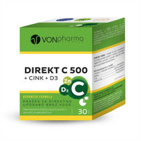 Slika VONpharma Direkt C 500 + Cink + D3 - prašek, 30 vrečic