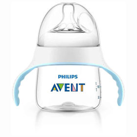 Slika Avent Natural 2.0 steklenička plastična z ročaji, 150 mL