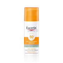 Slika Eucerin Sun Oil Control Dry Touch Tinted Light obarvan kremni gel za zaščito obraza pred soncem ZF 50+, 50 mL