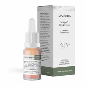Slika LipoVibes Omega 3 + črna kumina - iz olja alg, 10 mL