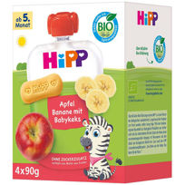 Slika HiPP Hippis jabolka in banane z baby keksom, 4 x 90 g